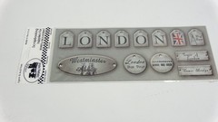Stamping Station Tags London Antiqued Metallic Scrapbooking Stickers