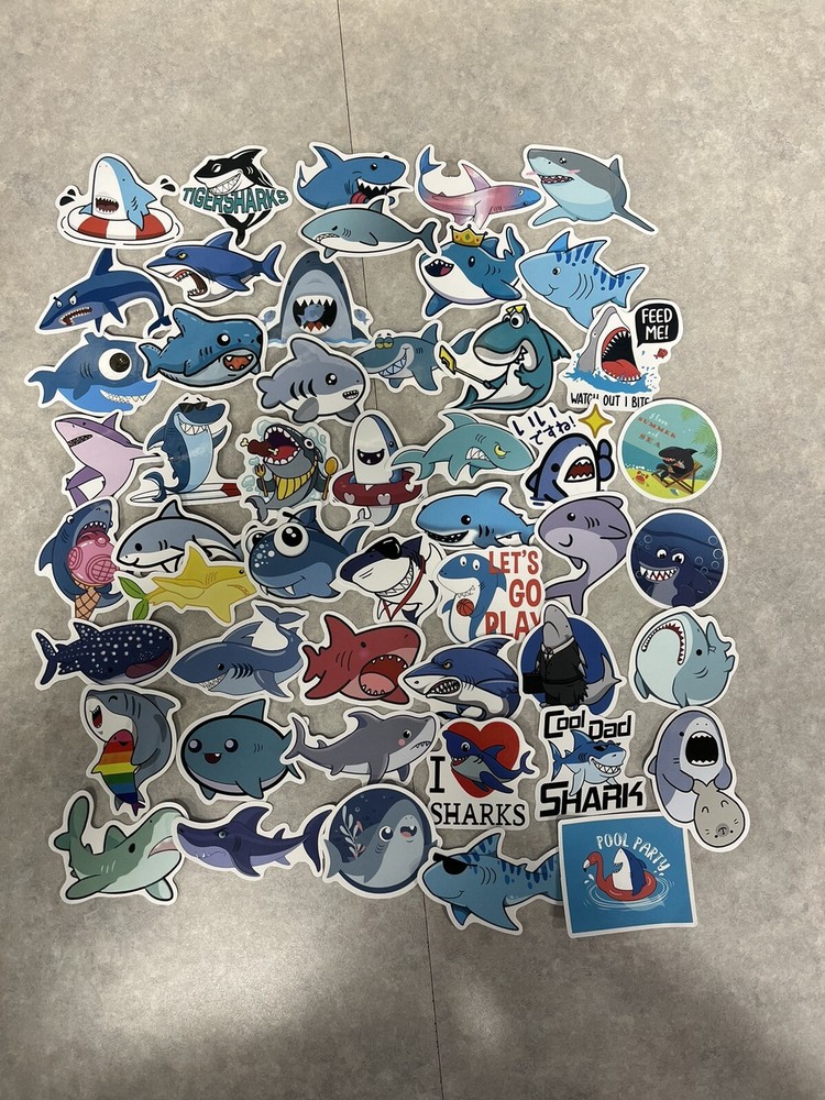 10 Pcs Random Shark Stickers | Animal Stickers | Ocean Animals | Party Favors