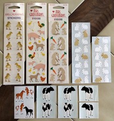Vtg. Lot of MRS. GROSSMAN’S Farm Animals Stickers: Bunnies, Chicks, Cows, Colts
