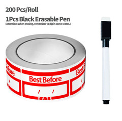 200 pcs Best Before Date Stickers Roll Erasable Pen Labels