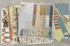 Basic Grey Offbeat 12 x 12 Scrapbook Paper LOT