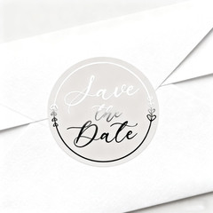 1.6 Inch save the Date Stickers, 120Pcs Clear Silver Foil Envelope Seals, Party