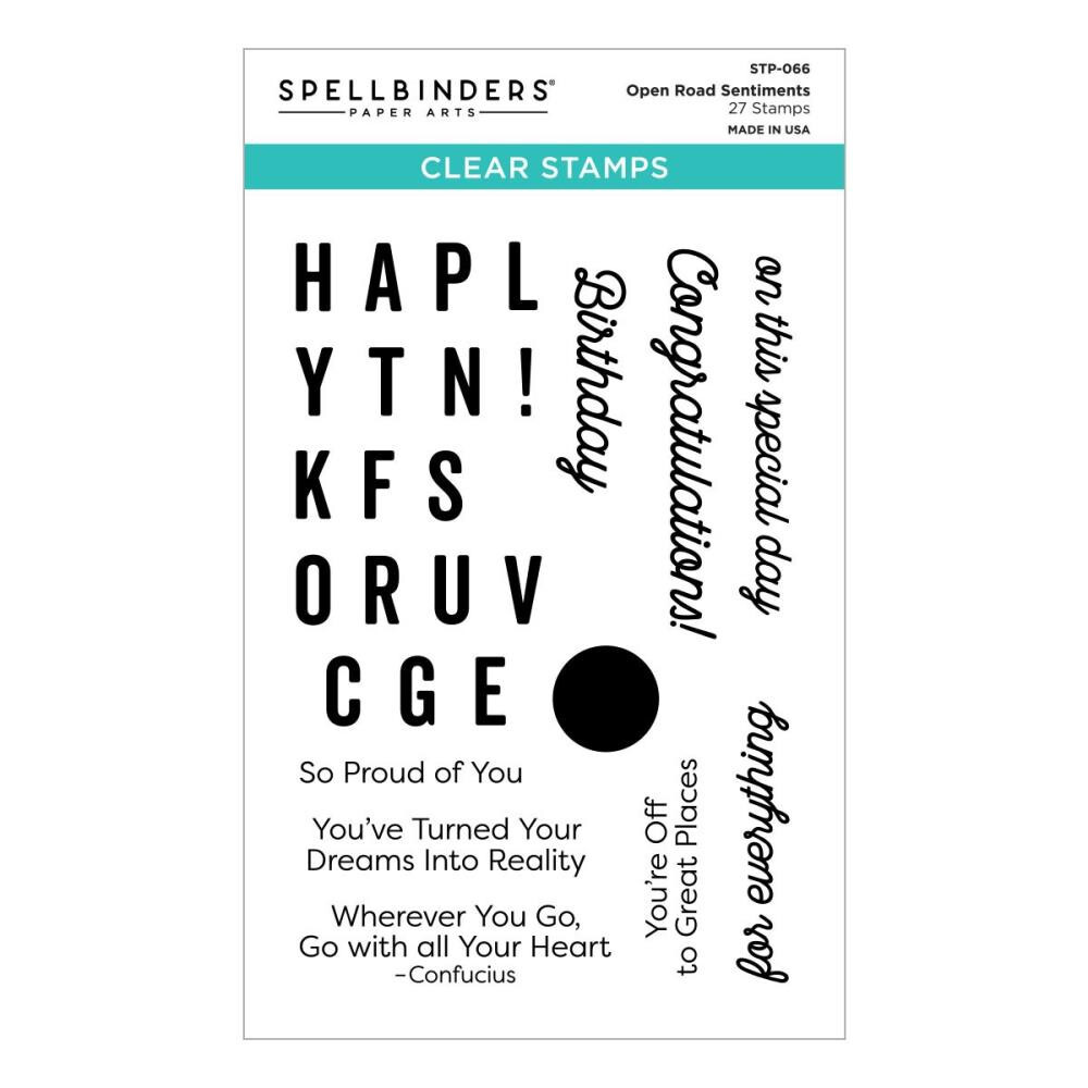 SPELLBINDERS CLEAR ACRYLIC STAMP – OPEN ROAD SENTIMENTS STP – 066