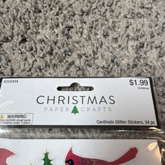 Christmas Paper Crafts Cardinals Glitter Stickers 34 pc Holiday Holly Birds