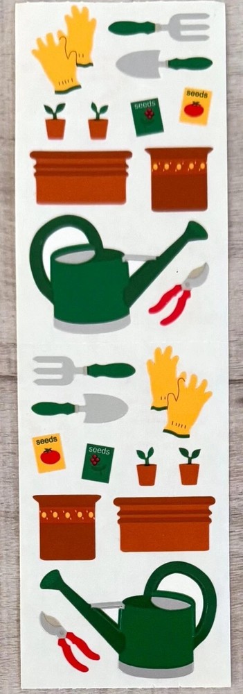 Mrs. Grossman’s Stickers 1 Strip Garden Tools Gloves Watering Can Pots Plants