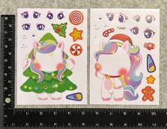 Lot of 6 Sheets Unicorn Christmas Paper Doll Stickers