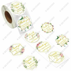 500pcs 1.5in 8 Designs Thank You For Supporting Stickers Chrome Paper Round