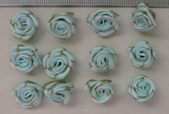Satin Metallic ROSE Packs 12 CELESTE BLUE with Gold Trim 15-17mm Across VerCFrnt