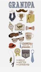 Grandpa Hero The Man Myth & Legend Phrase Word Foiled Scrapbook Stickers 5”x12”