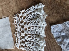 Fabric White Neutral Lace Trim Doily Slow Stitch Junk Journal 20pcs Hand cut