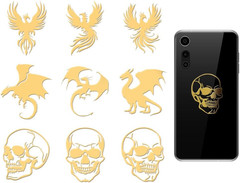 9Pcs Golden Metal Stickers 1.6X1.6 Inch Dragon Self Adhesive Sticker