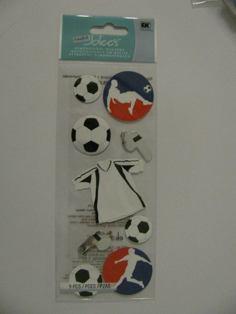 Jolee’s Boutique SOCCER Ball Whistle Jersey Dimensional Stickers 9 Pieces NIP