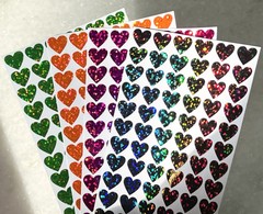 Holographic Sparkle Heart Stickers!~ 0.25 to 4 in ~ 13 Colors ~ Cards & Crafts!