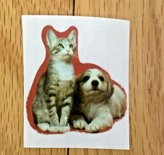 Vintage 80s Sticker Lot: Restored Adorable Puppy Kitten Stickers (READ)