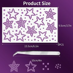 SeBneny Star Purple Face Gems 3 Sheets