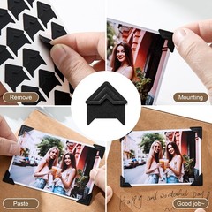 360 Pcs Photo Corners Self Adhesive, Scrapbooking Photo Mounting Corners, Black