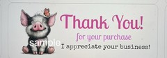 30 THANK YOU LABELS STICKERS SEALS CUTE PIG BUTTERFLY EBAY SELLER 1″ x 2 5/8″