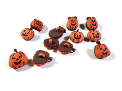 Pumpkin Jack O Lantern 3D Buttons 12pc for Scrapbooking Halloween Junk Journal