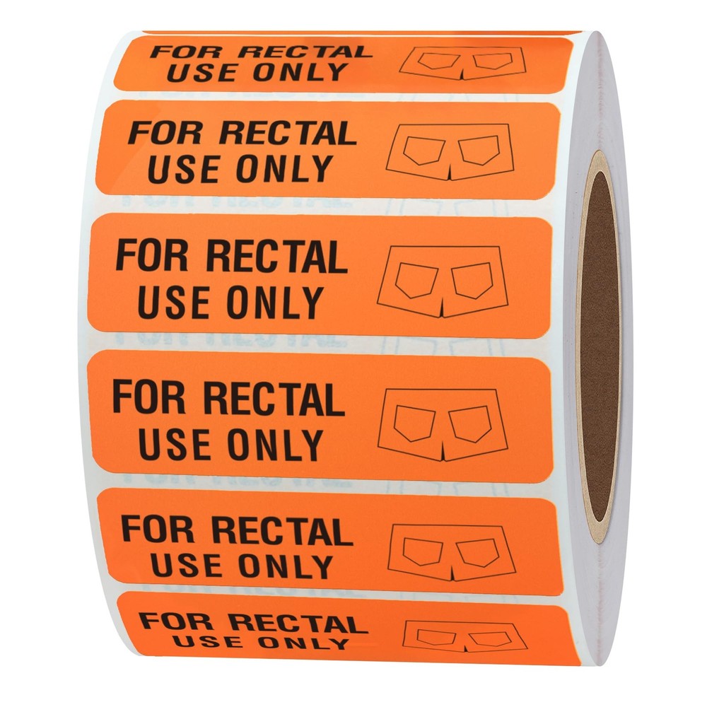 Rectal Use Only Stickers 1.5×0.375 Fluorescent Red 500 Labels Permanent Adhesive