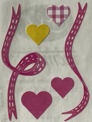 PINK HEARTS & RIBBON ￼Stickers (6pc)Creative Memories•Girl •Valentine•Female ￼