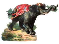 Set of (2) 1800’s Die Cuts of Circus Elephants *