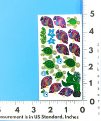 Turtles Angel Fish Sea Life Prismatic Sticker Sheet Style 3