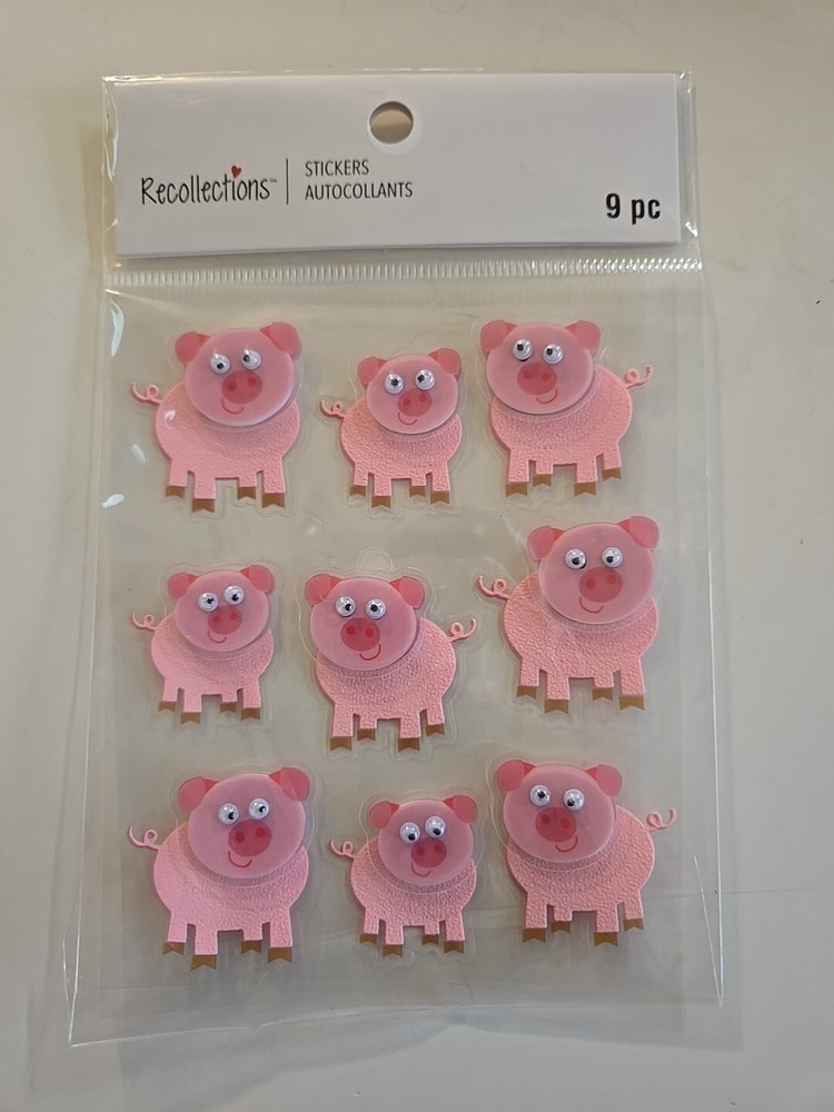 Recollections PIGS 🐖 With GOOGLY EYES Scrapbooking Stickers