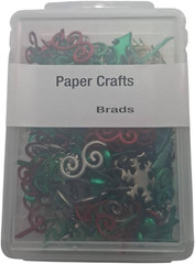 Christmas Brads Set, 212 PCS Metal Paper Fasteners, 8 Holiday Shapes & 16 Colors