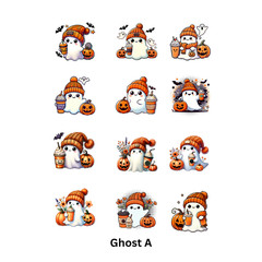 Kawaii Ghost Stickers: Waterproof Vinyl Halloween Decals ( 36 PCS)