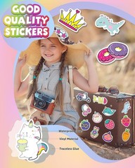 Water Bottle Stickers for Kids, 100 PCS Waterproof Cute Fun Vinyl Stickers Pack
