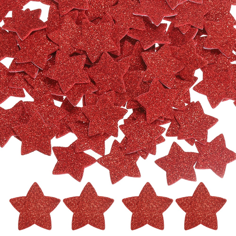1″x1″ Star Foam Stickers, 120Pcs EVA Glitters Foam Shape Sticker, Red