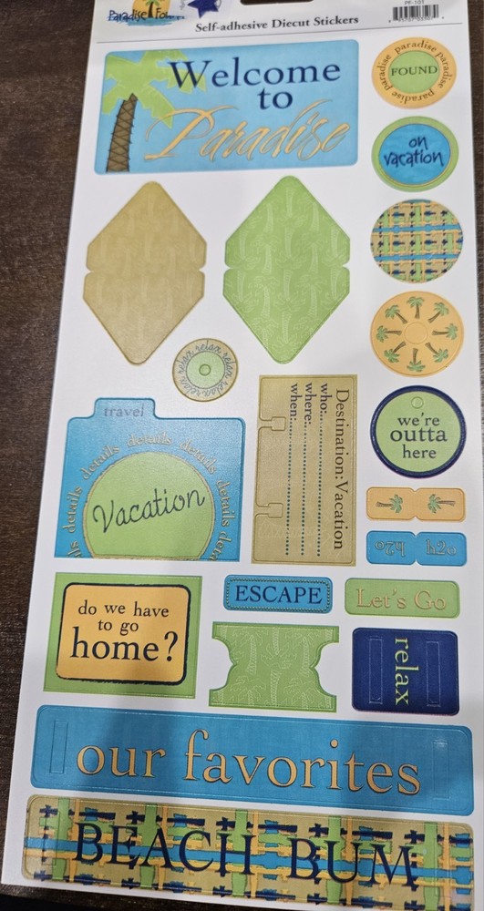 Paradise Found – Self-adhesive Diecut Stickers -Welcome to Paradise by Reminisce