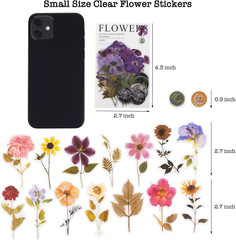 Pressed Flower Themed Stickers Set (320 Pieces) Dried Flowers Resin Stickers Dec