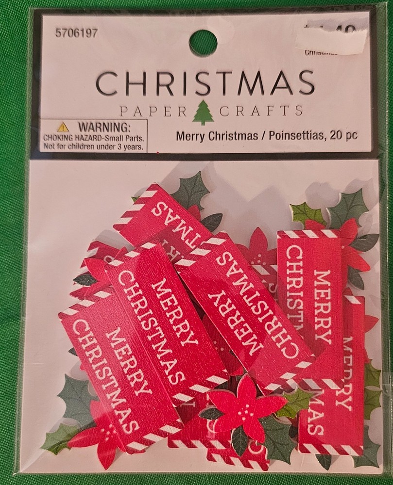 9 HL Christmas Paper Crafts Die Cut Wooden Poinsettias Embellishments (20 pcs)