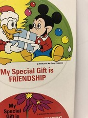 Vintage Walt Disney Christmas Stickers Mickey Minnie Goofy And Donald Lot Of 6