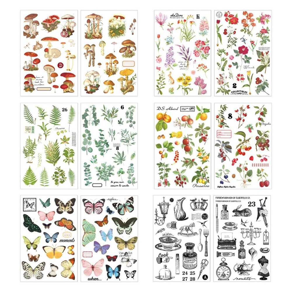 Frutain 12 Sheets Rub on Transfers for Furniture Crafts Multiple Colors