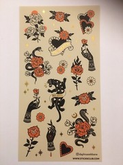 Stickii Club sticker sheet Roses Snakes Hearts Panther Hands Gold