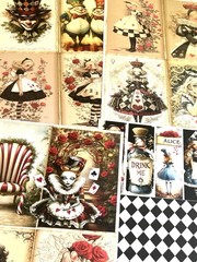 Alice In Wonderland Scrapbooking Junk Journal Paper Crafting Set Of 45 Pieces #R