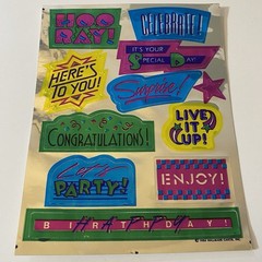 Vintage Hallmark 1984 Razzle Dazzle Party Celebration Word Stickers