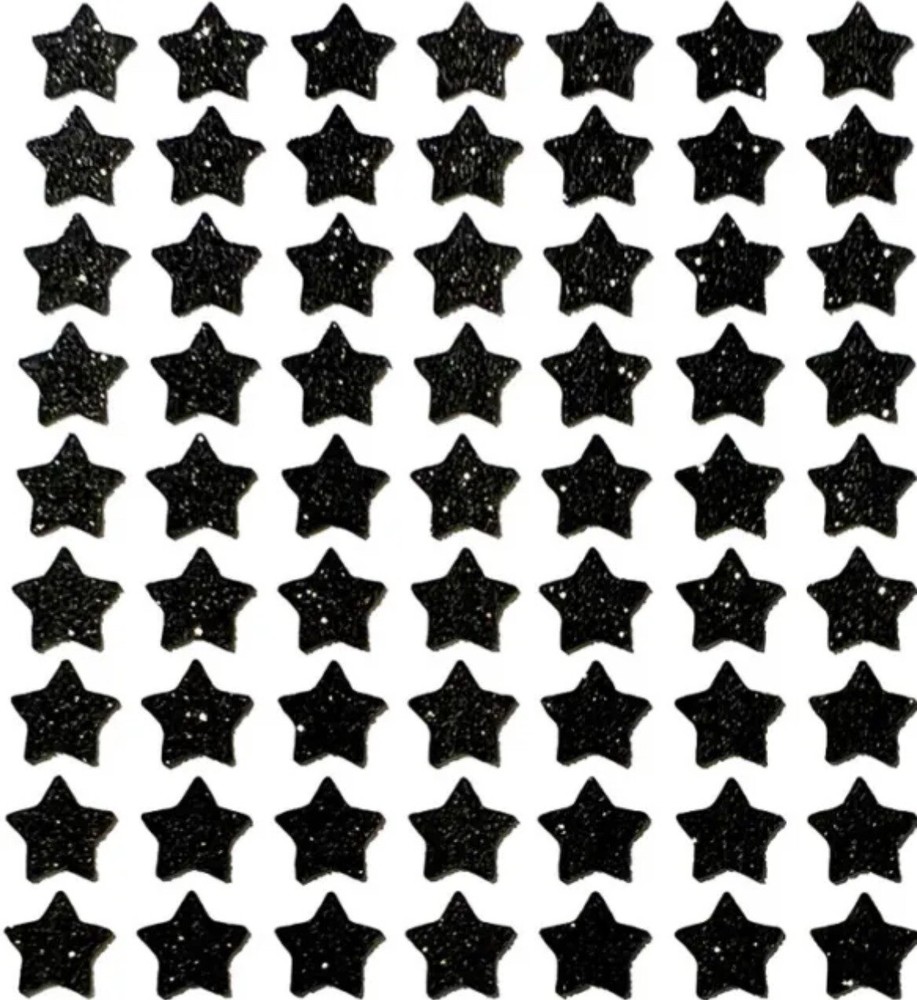 Black with Silver Glitter Star Stickers! – 0.25 to 3 inch