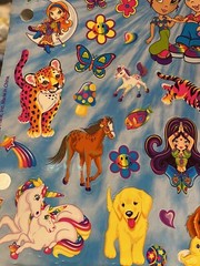 JUMBO Lisa Frank Characters Large Jumbo Sticker Sheet For 3 Ring Binder