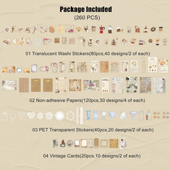 260PCS Vintage Journaling Scrapbooking Supplies Scrapbook Sticker Paper Ephemera
