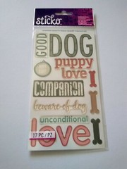 Scrapbooking Stickers Sticko Puffy Dog Words Good Puppy Companion Love Beware Of