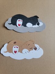 1 Black Or Brown Sleeping Dog Puppy cardstock scrapbook die cuts