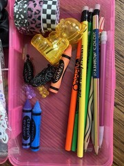 Neon Yellow 90s 2000s Girl Pencil Case Stickers Bracelets Washi Erasers