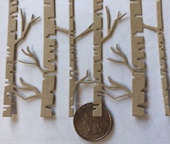 BARE TREE Die-Cuts(3pc)4”x 4-3/4” Birch Trees•Trunk•Branches•Forest•Nature•Wood•