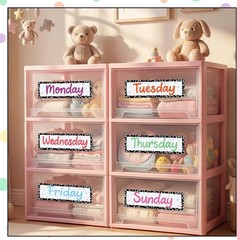 36 Pcs Back to School Days of The Week Stickers for Drawers, Color Large Day …