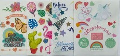 10 Sticker sheets Rainbow Fantasy Stars Smiley Face Hearts Butterflies Flowers