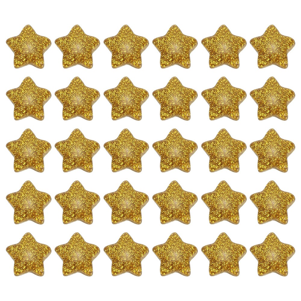 60Pcs, Flat Back Resin Charms Glitter Star Charms Bulk Yellow