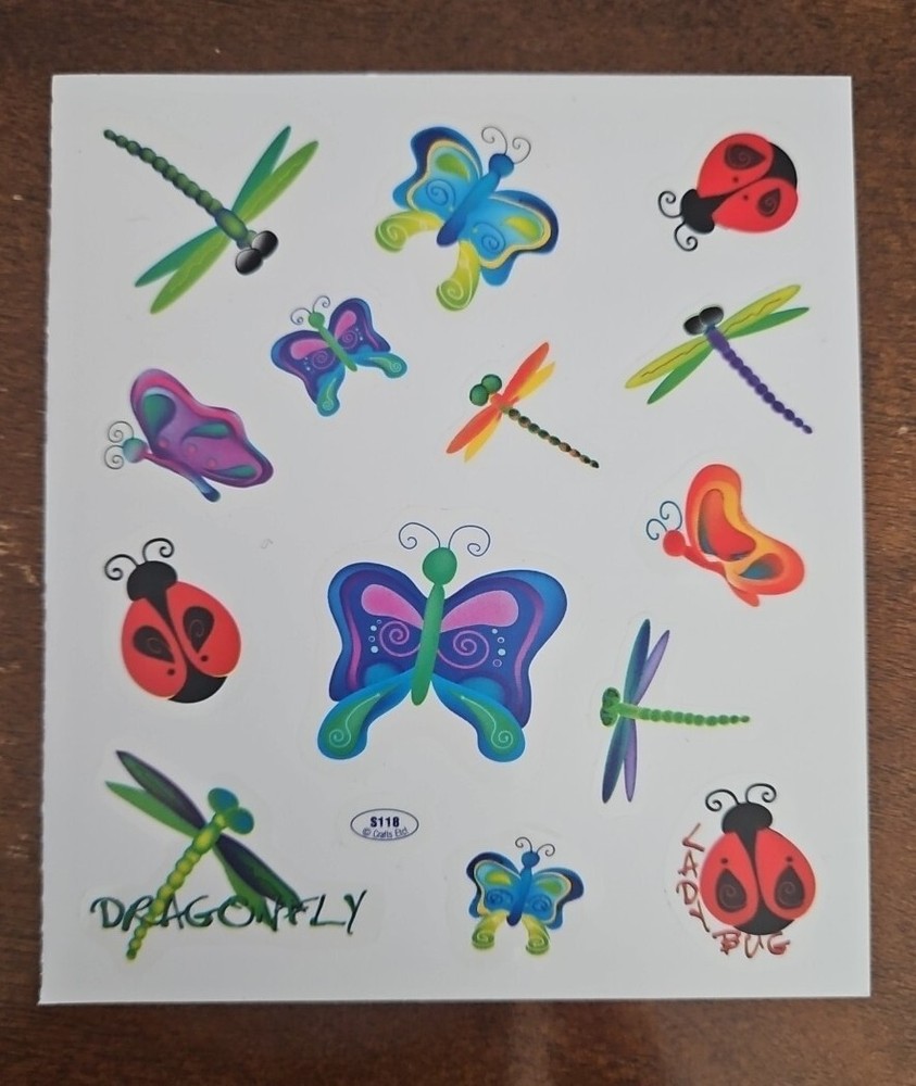 Stick a Bilities dragonflies, ladybugs and butterflies sticker sheet, unused